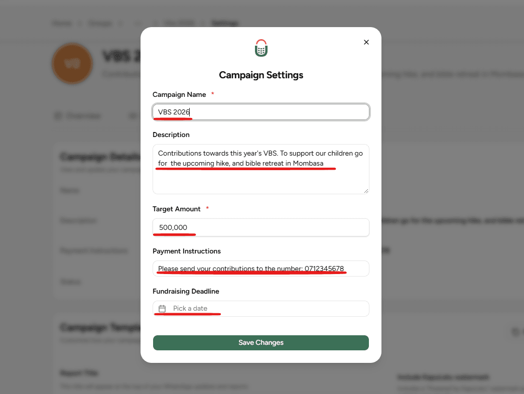 Guided steps for editing a campaign - Step 3